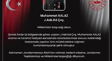 Şırnak'ta üs bölgesinde rahatsızlanan jandarma şehit oldu