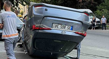 Şişli'de sürücüsünün fren yerine gaza bastığı araç, takla attı