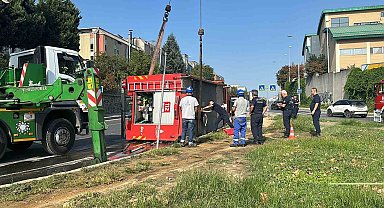 Başakşehir'de yangın ihbarına giden itfaiye aracı kazaya karıştı