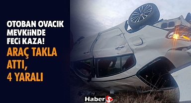 Otoban Ovacık Mevkiinde Feci Kaza! Araç Takla Attı, 4 Yaralı