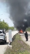 Bursa'nın Kestel ilçesinde bir otomobil alev aldı